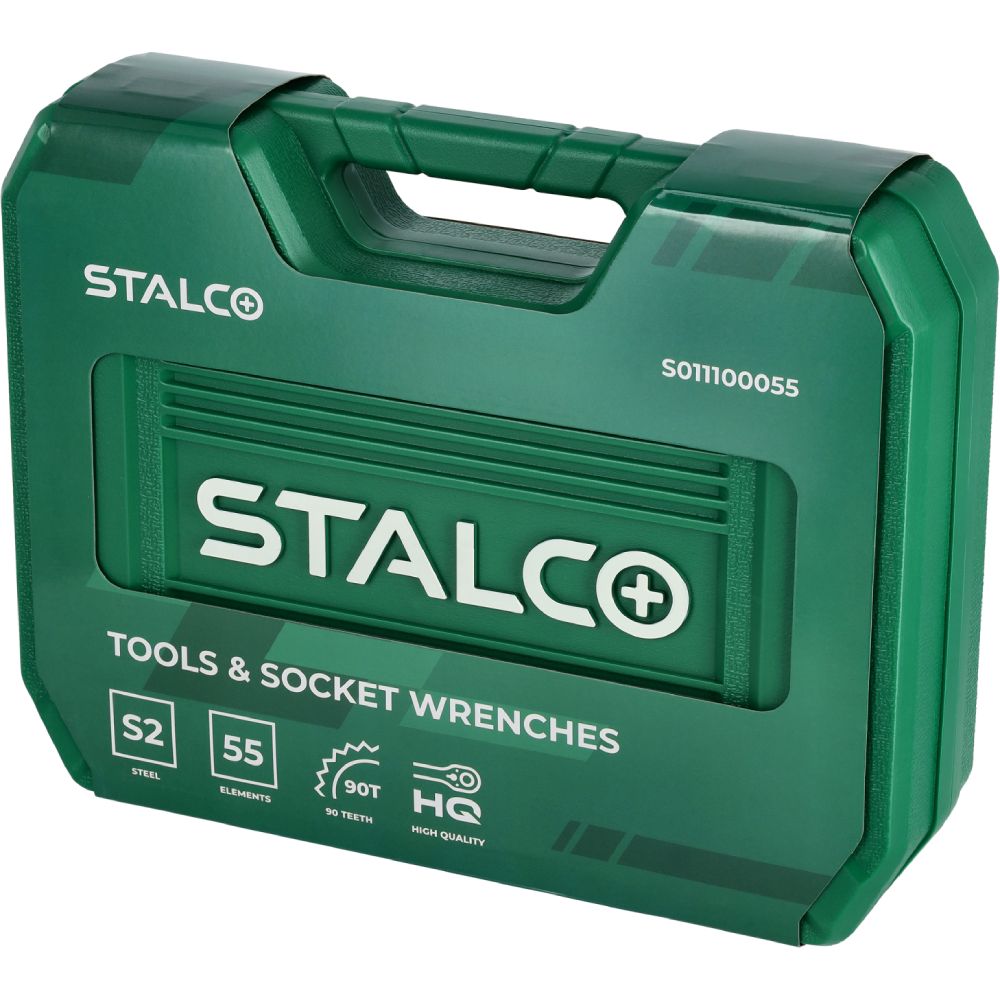 Zestaw multinarzędziowy 1/2"+1/4" z grzechotką 90T (55 elem.) | STALCO
