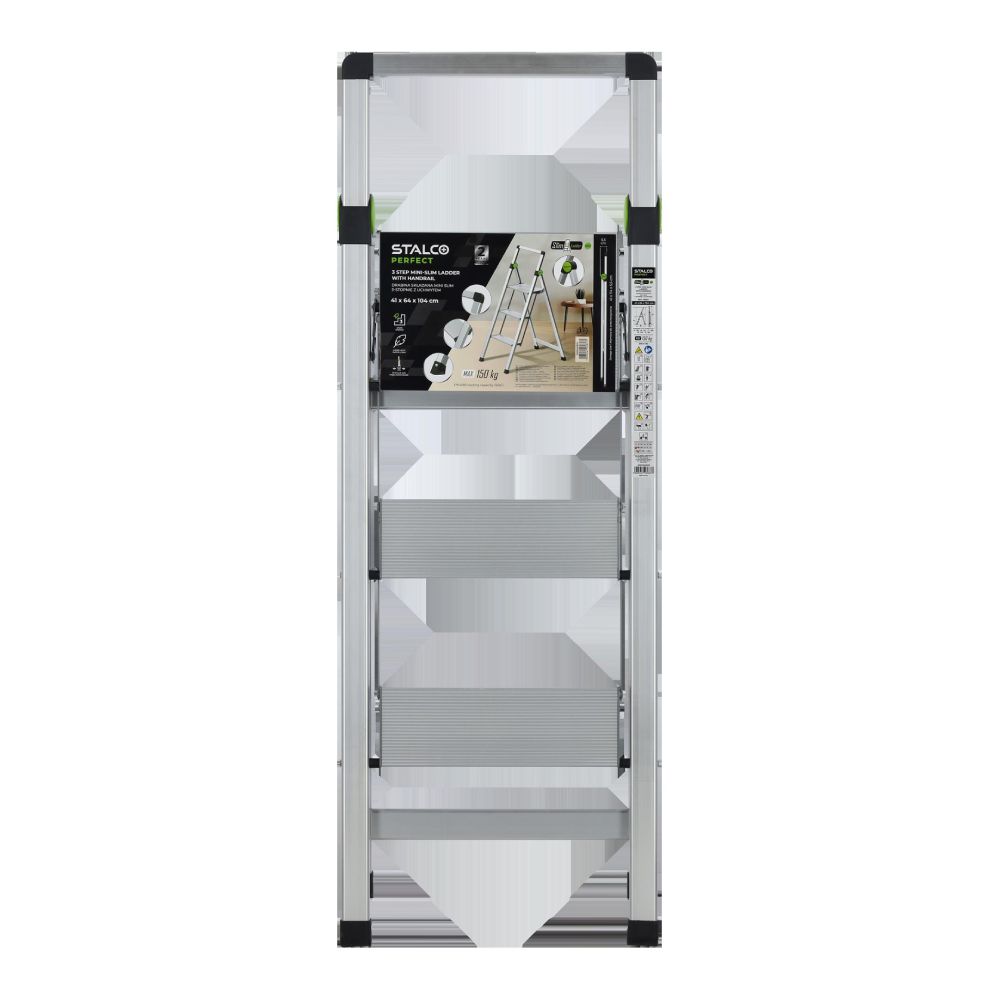 Drabina składana MINI SLIM 3-stopnie z uchwytem | STALCO PERFECT