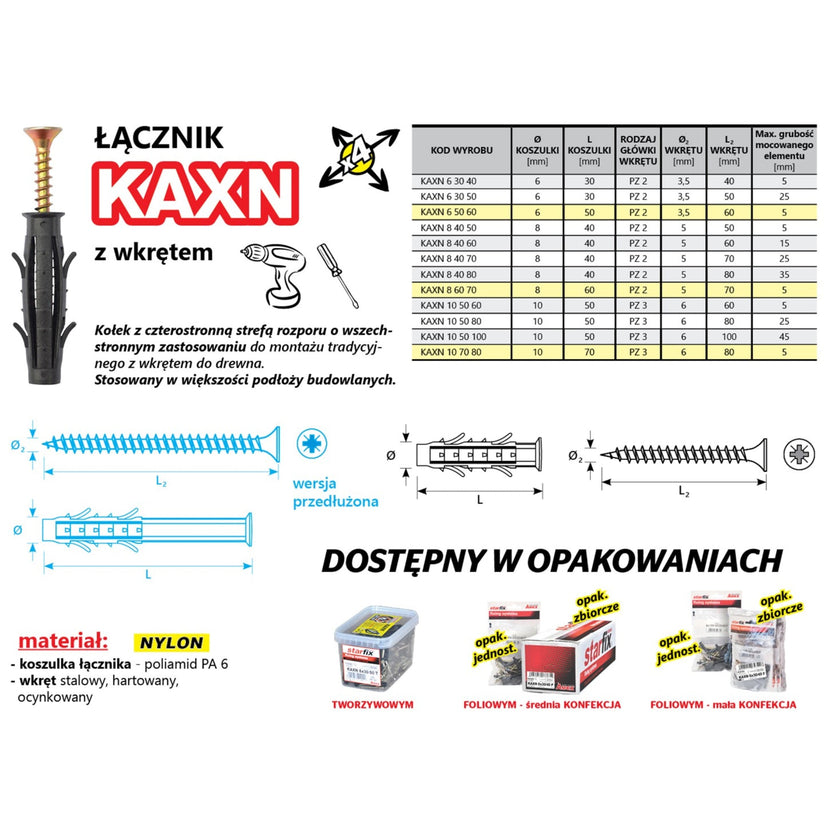 STARFIX Łącznik KAXN z wkrętem