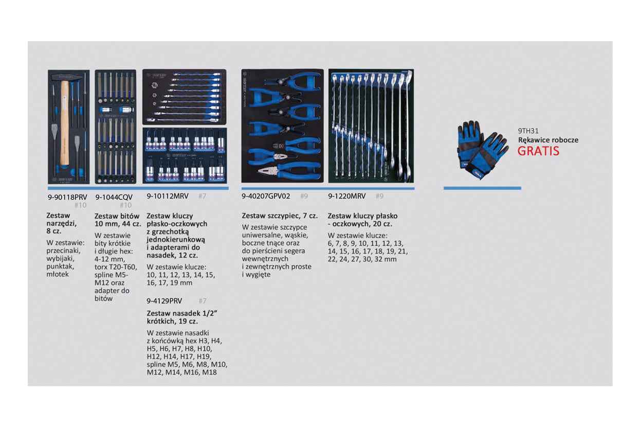 Zestaw 251 narzędzi do wózka warsztatowego (wkłady z pianki) | King Tony