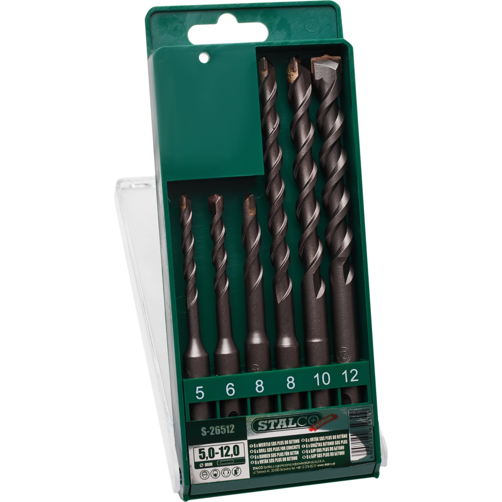Wiertła do betonu SDS-PLUS 5.0-12.0mm (6 elem.) | STALCO