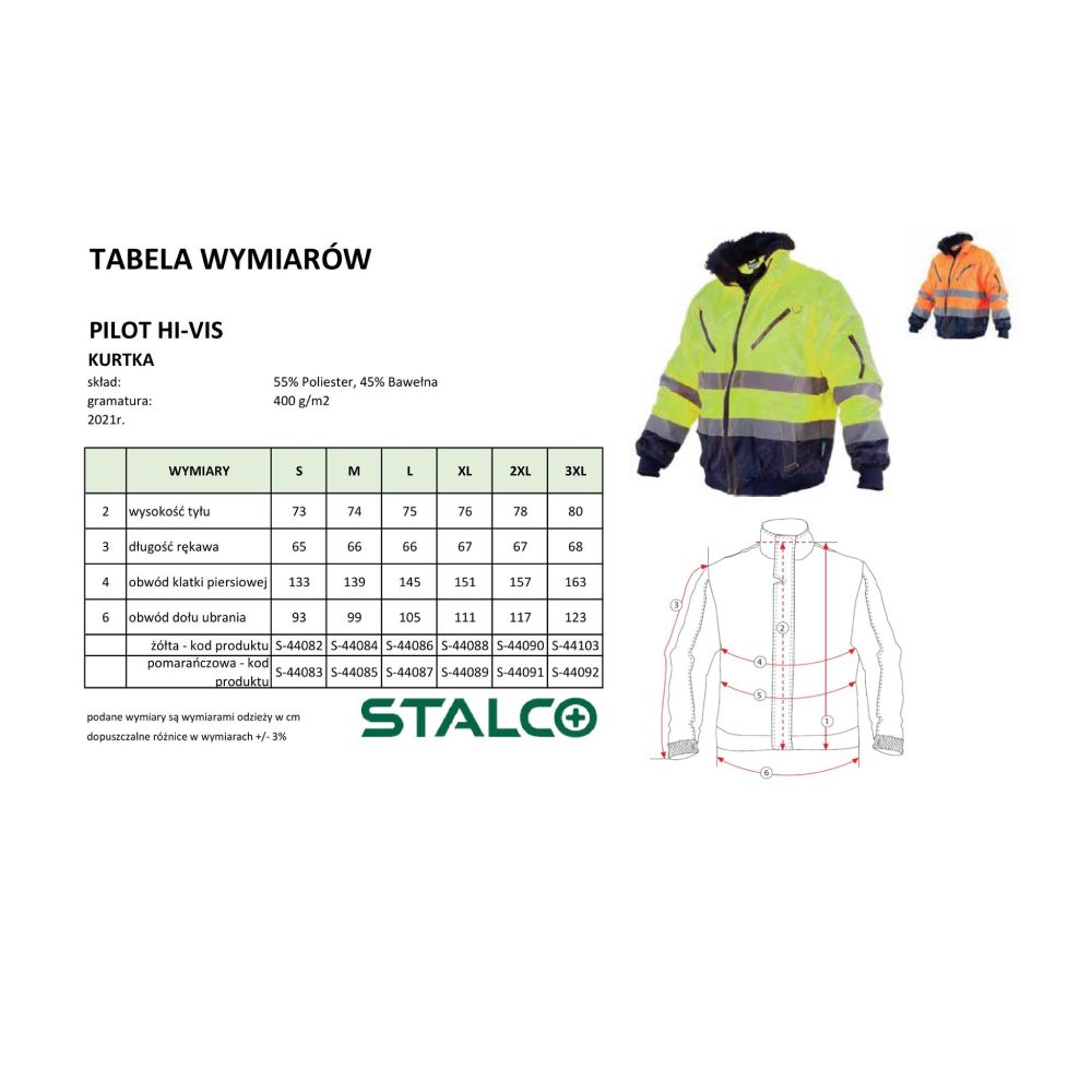 STALCO Kurtka ocieplana ostrzegawcza męska "PILOT HI-VIS"