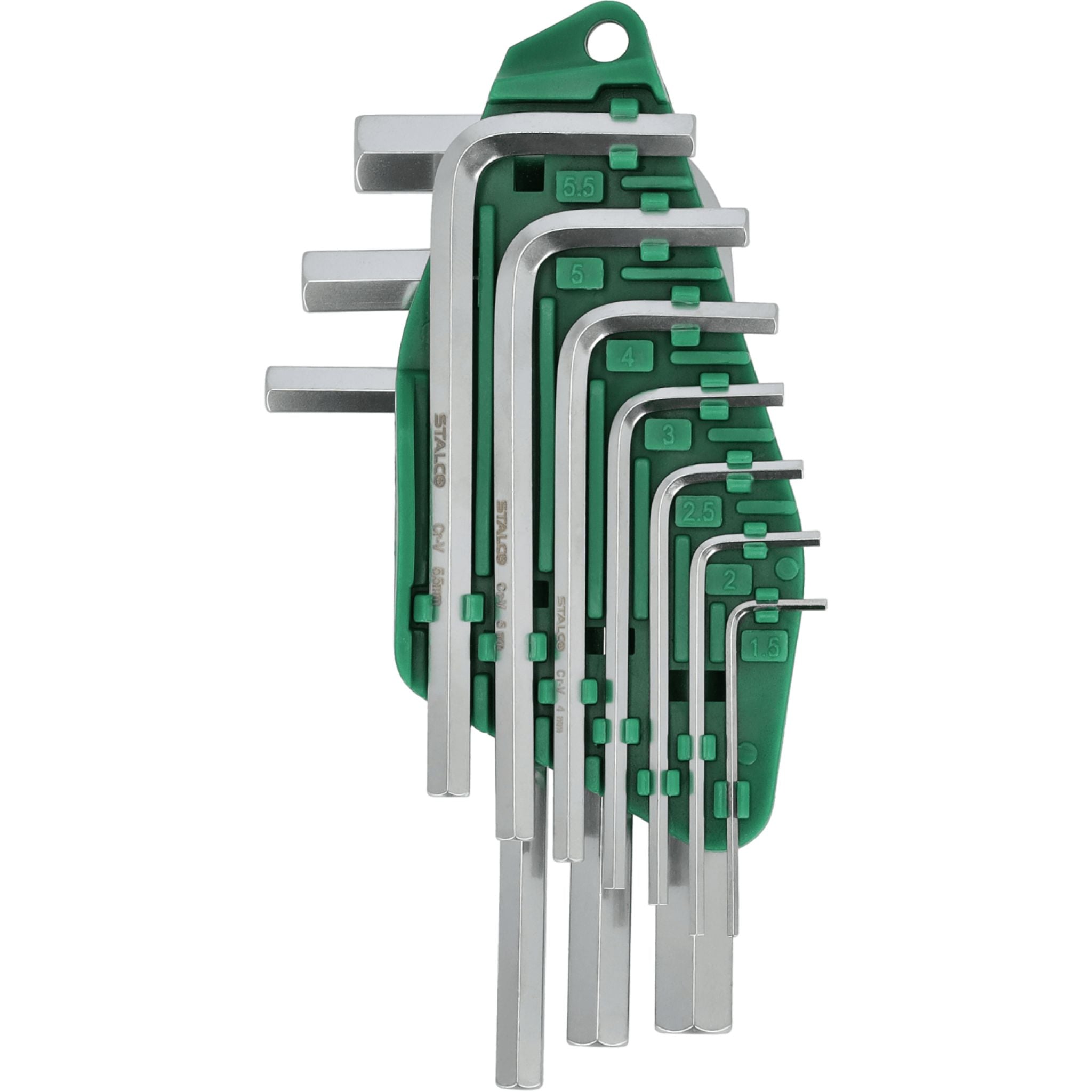 Klucze sześciokątne krótkie CrV (10 el.) | STALCO