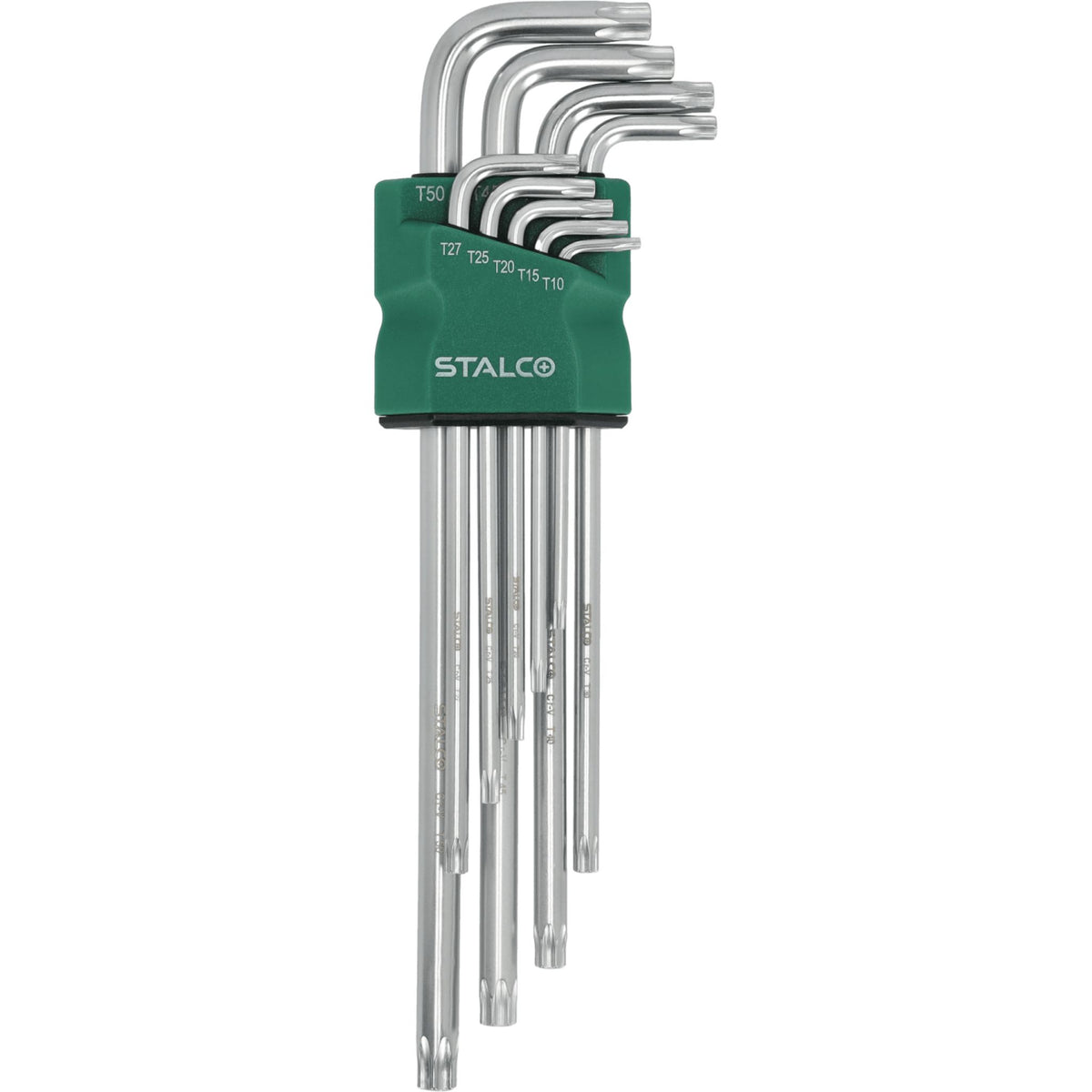 STALCO Klucze Torx extra długie z otworem CrV (9 el.)