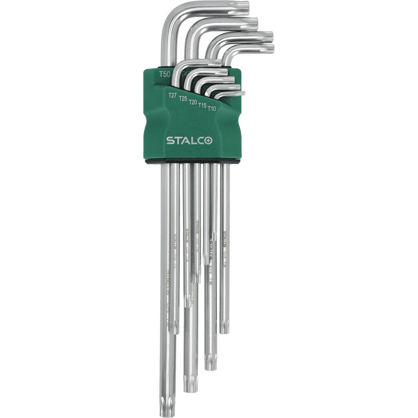 STALCO Klucze Torx extra długie z otworem CrV (9 el.)
