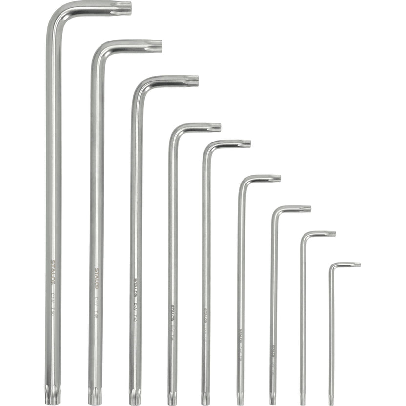 STALCO Klucze Torx extra długie z otworem CrV (9 el.)