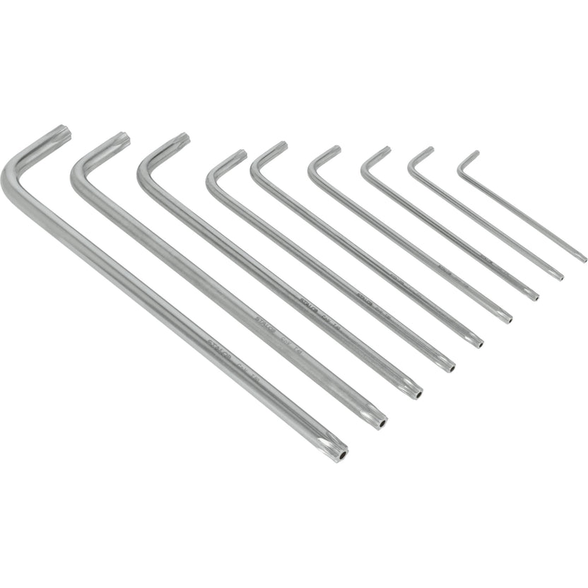STALCO Klucze Torx extra długie z otworem CrV (9 el.)