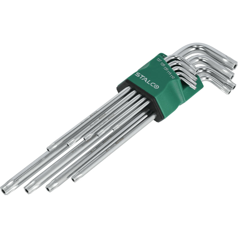 STALCO Klucze Torx extra długie z otworem CrV (9 el.)
