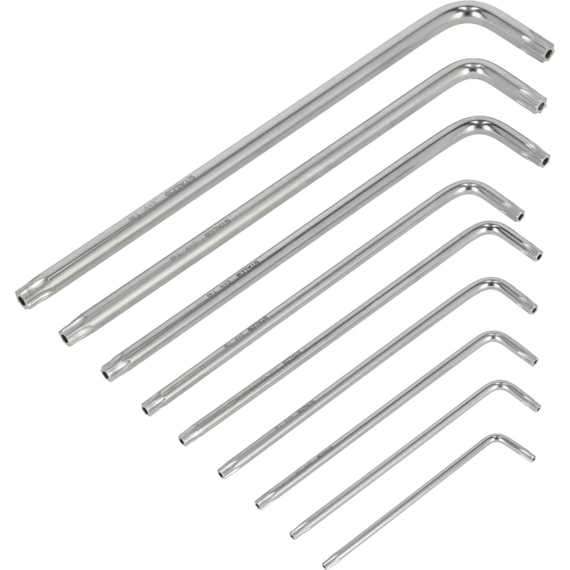STALCO Klucze Torx extra długie z otworem CrV (9 el.)