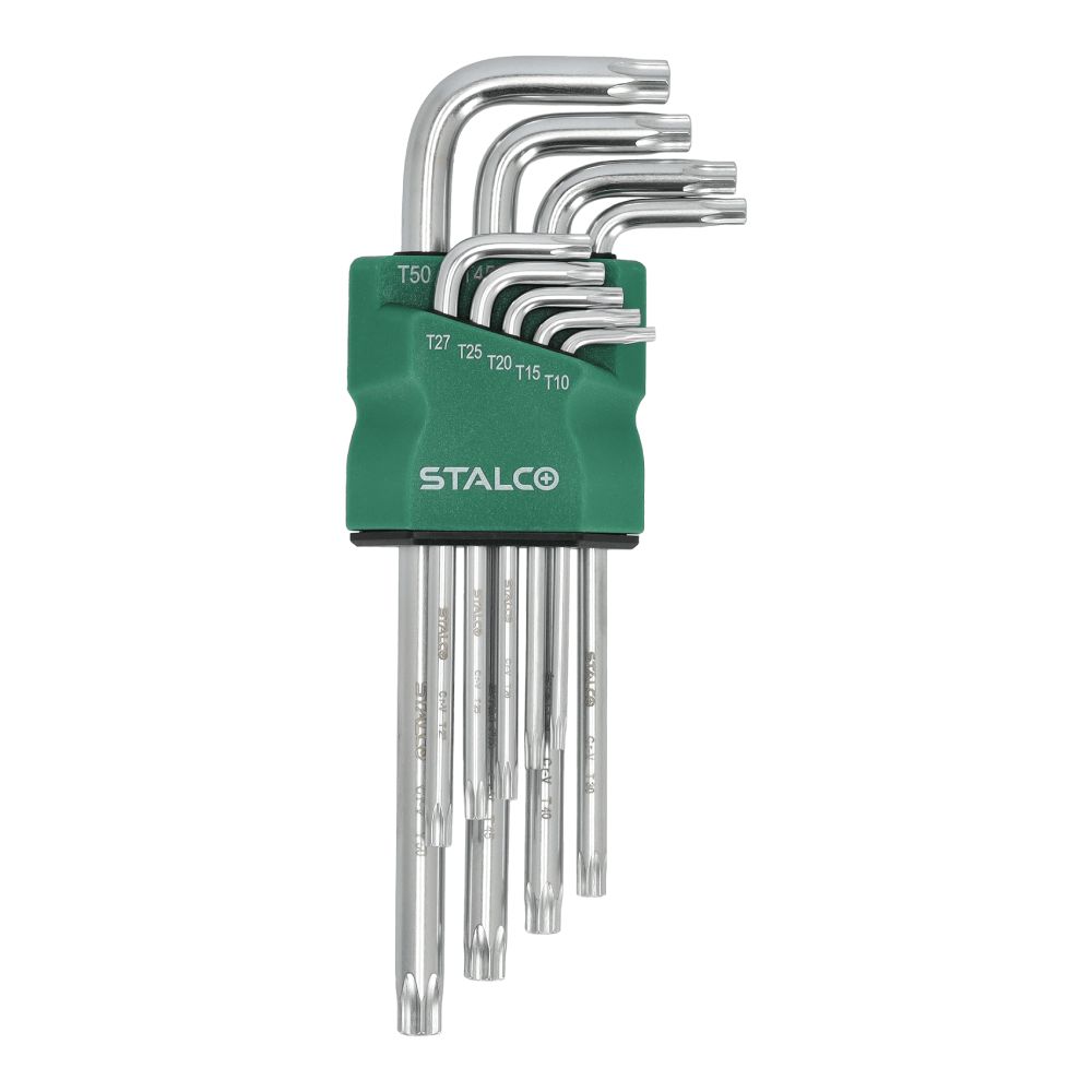 STALCO Klucze TORX z otworem T10-15-20-25-27-30-40-45-50 imbusy (9 elem.) CRV