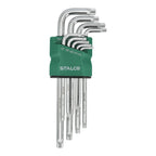 Klucze TORX z otworem T10-15-20-25-27-30-40-45-50 imbusy (9 elem.) CRV | STALCO