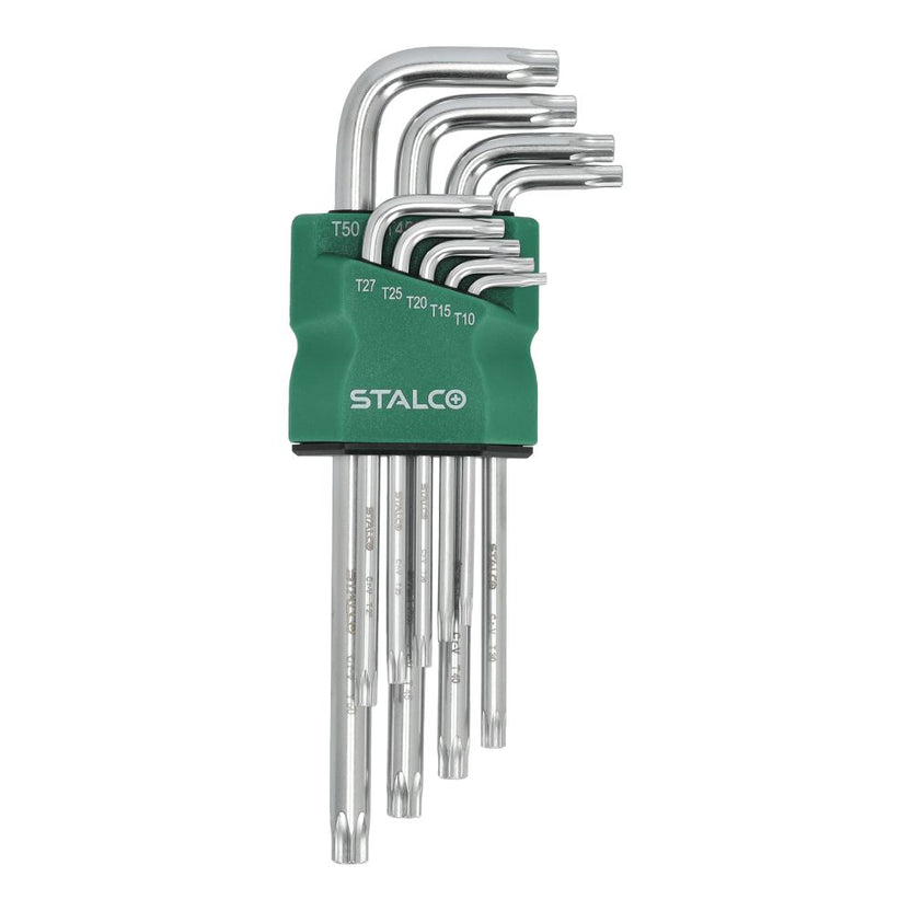 STALCO Klucze TORX z otworem T10-15-20-25-27-30-40-45-50 imbusy (9 elem.) CRV