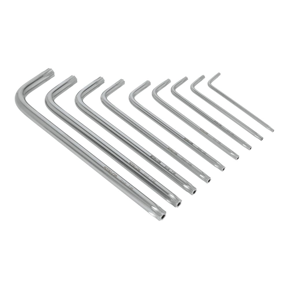 STALCO Klucze TORX z otworem T10-15-20-25-27-30-40-45-50 imbusy (9 elem.) CRV