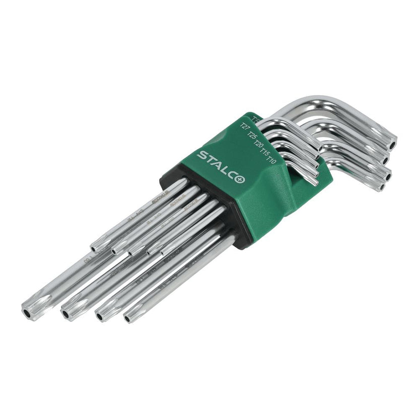 STALCO Klucze TORX z otworem T10-15-20-25-27-30-40-45-50 imbusy (9 elem.) CRV