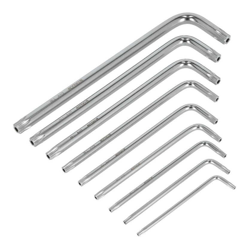 STALCO Klucze TORX z otworem T10-15-20-25-27-30-40-45-50 imbusy (9 elem.) CRV