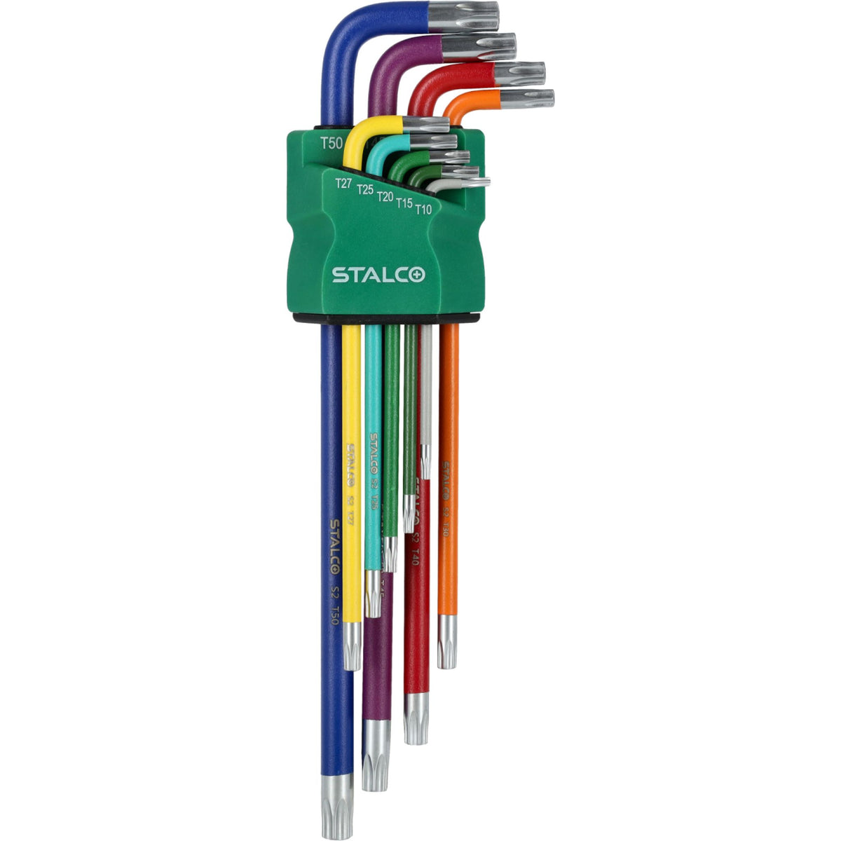 STALCO Klucze Torx extra długie z otworem S2 (9 el.)