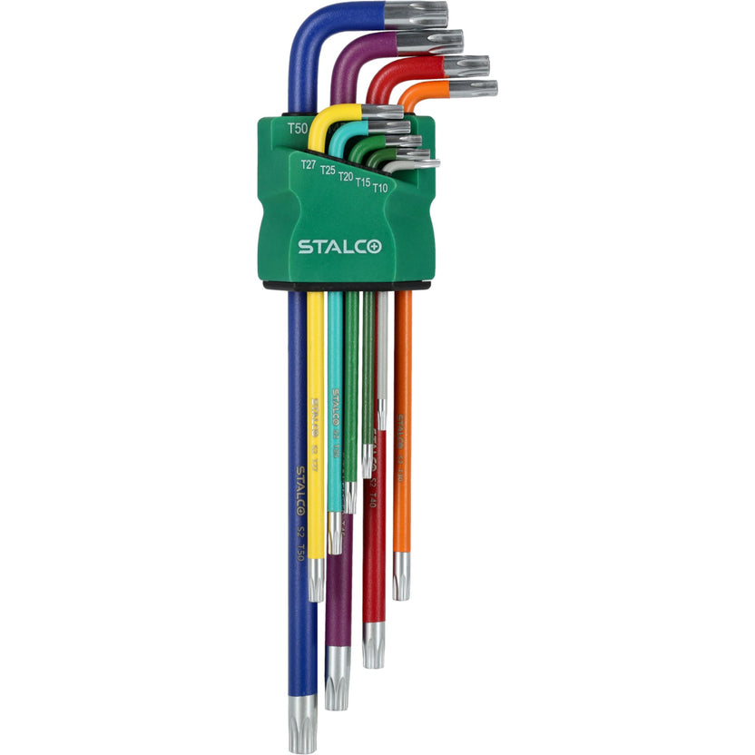 STALCO Klucze Torx extra długie z otworem S2 (9 el.)