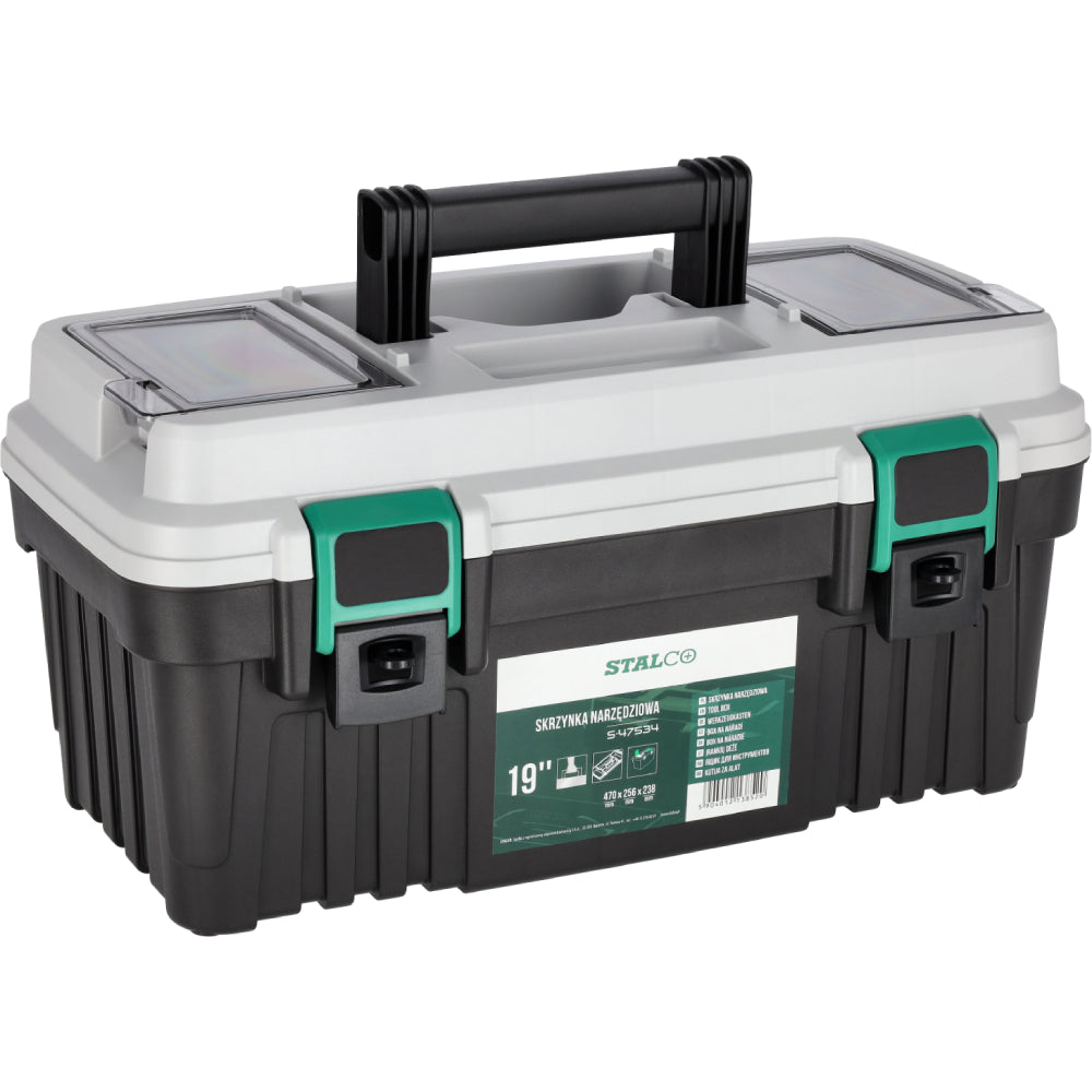Skrzynka narzędziowa plastikowa 19" (470x256x238mm) | STALCO