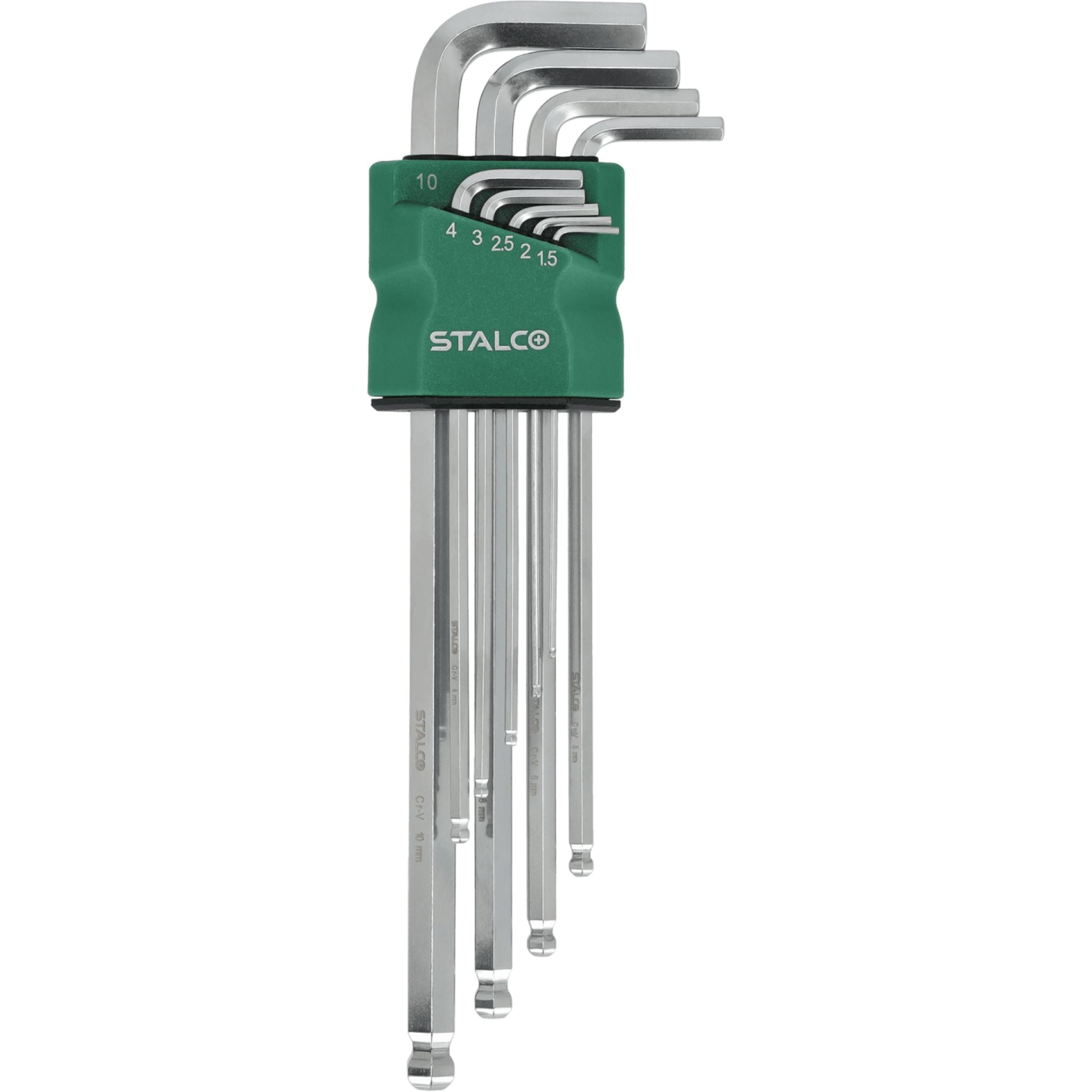 STALCO Klucze sześciokątne długie z kulką CrV (9 el.)
