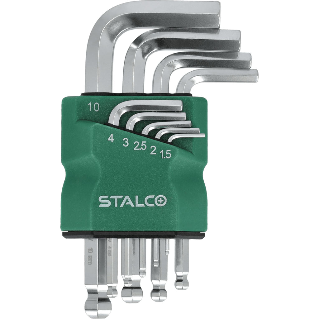 Klucze sześciokątne krótkie z kulką CrV (9 el.) | STALCO