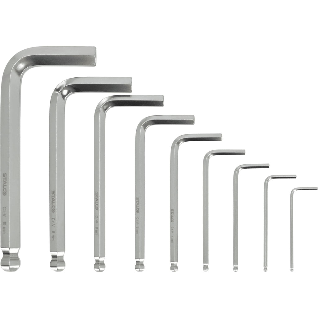 Klucze sześciokątne krótkie z kulką CrV (9 el.) | STALCO