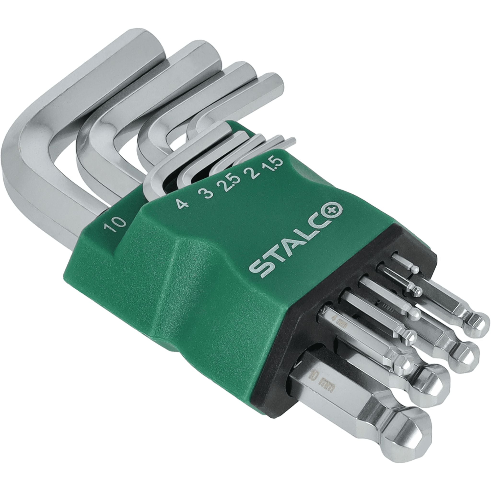 Klucze sześciokątne krótkie z kulką CrV (9 el.) | STALCO