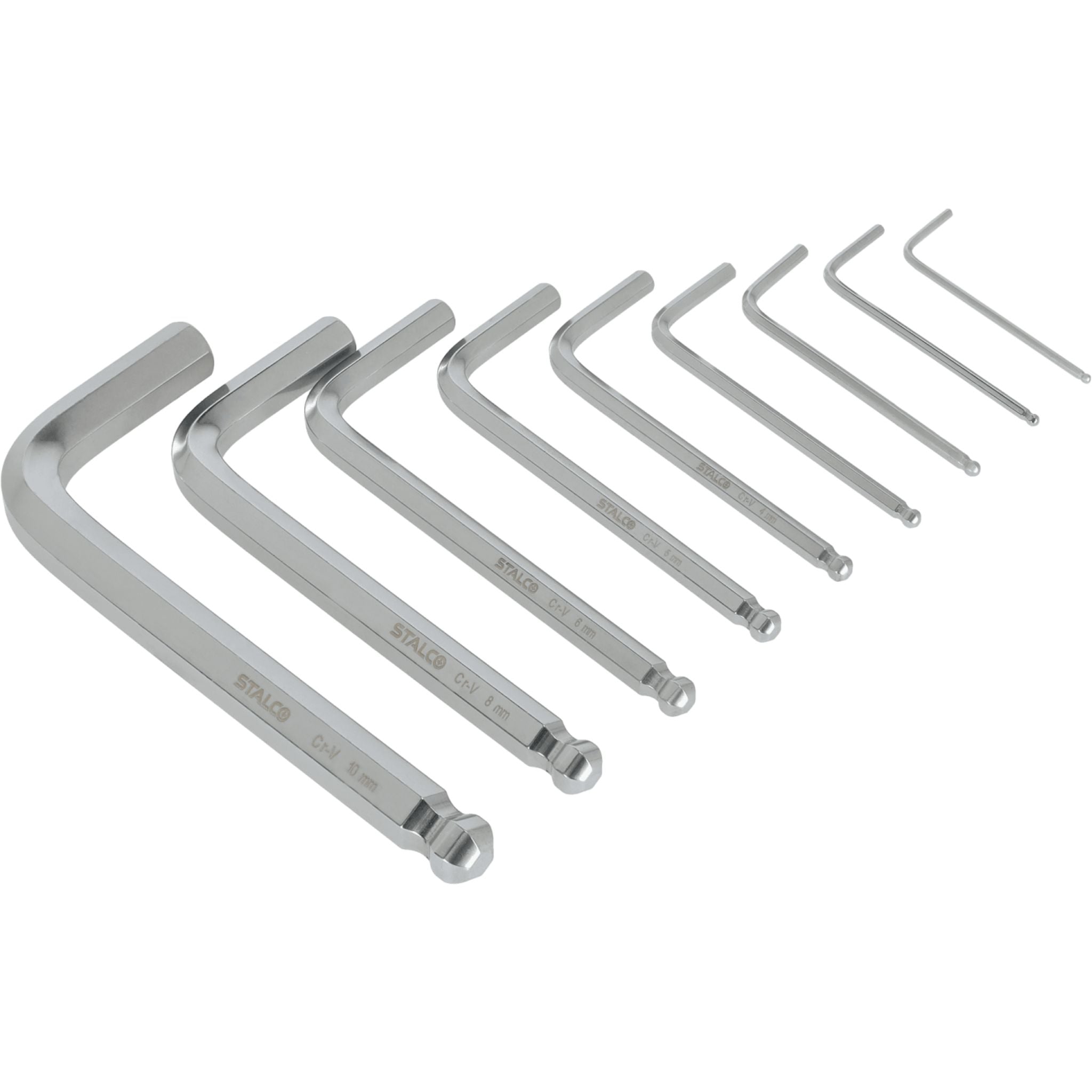 Klucze sześciokątne krótkie z kulką CrV (9 el.) | STALCO