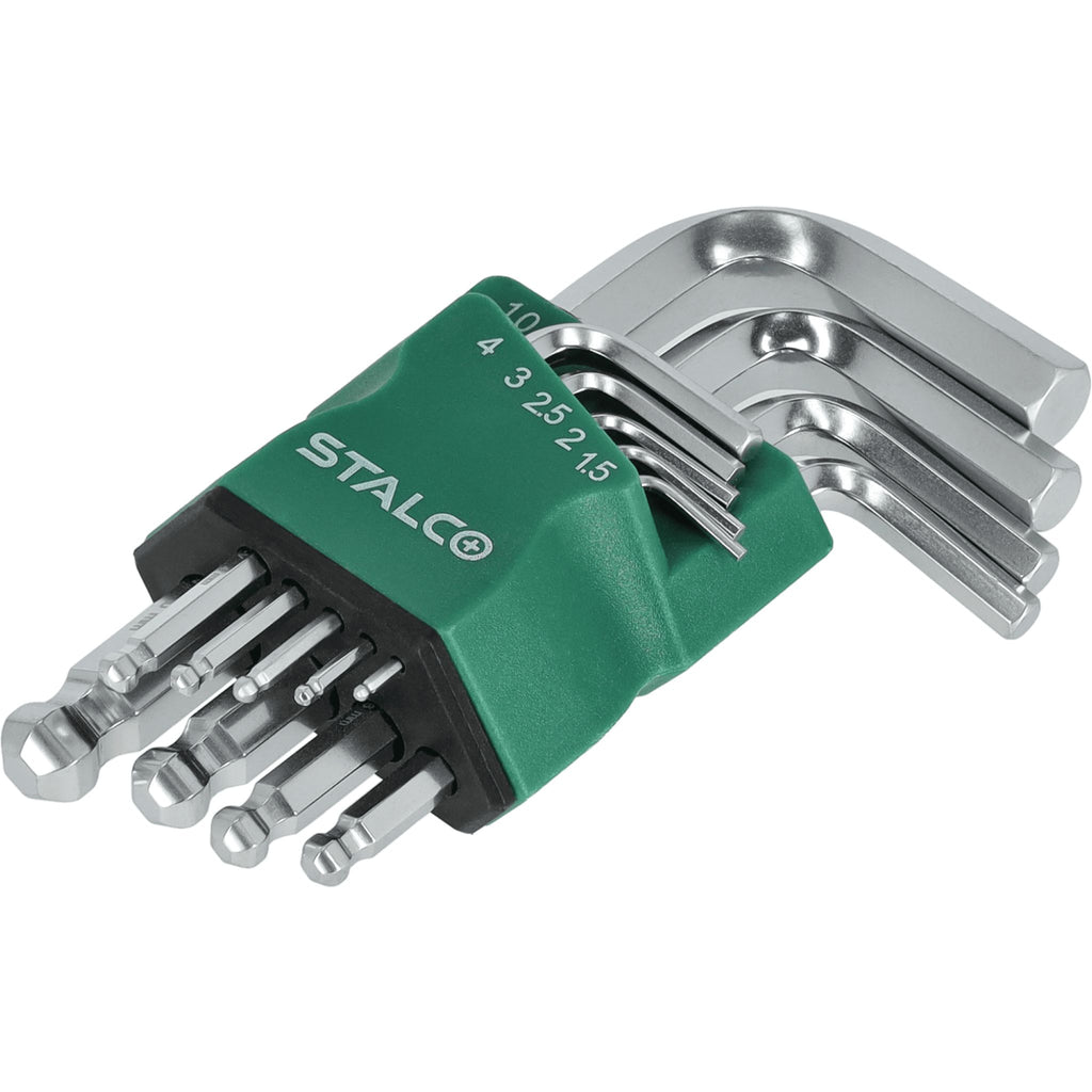 Klucze sześciokątne krótkie z kulką CrV (9 el.) | STALCO