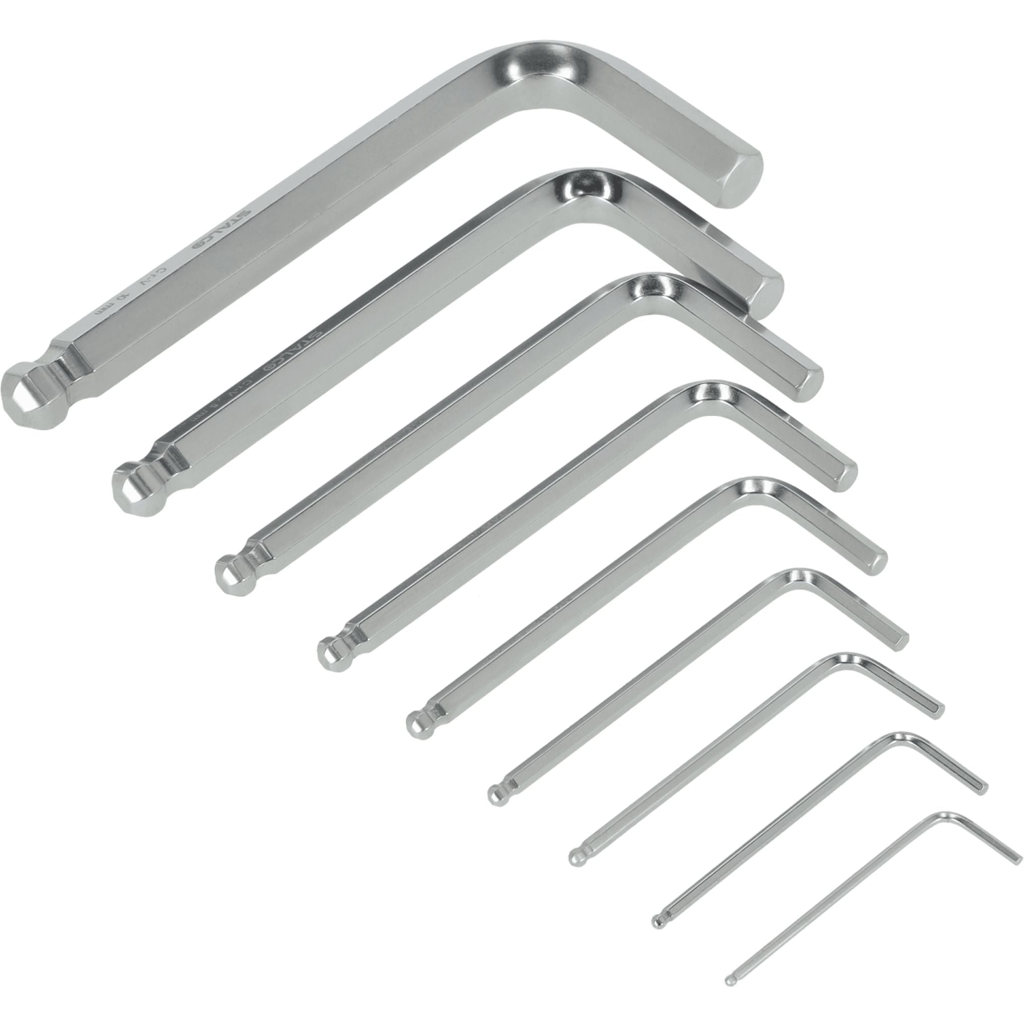 Klucze sześciokątne krótkie z kulką CrV (9 el.) | STALCO