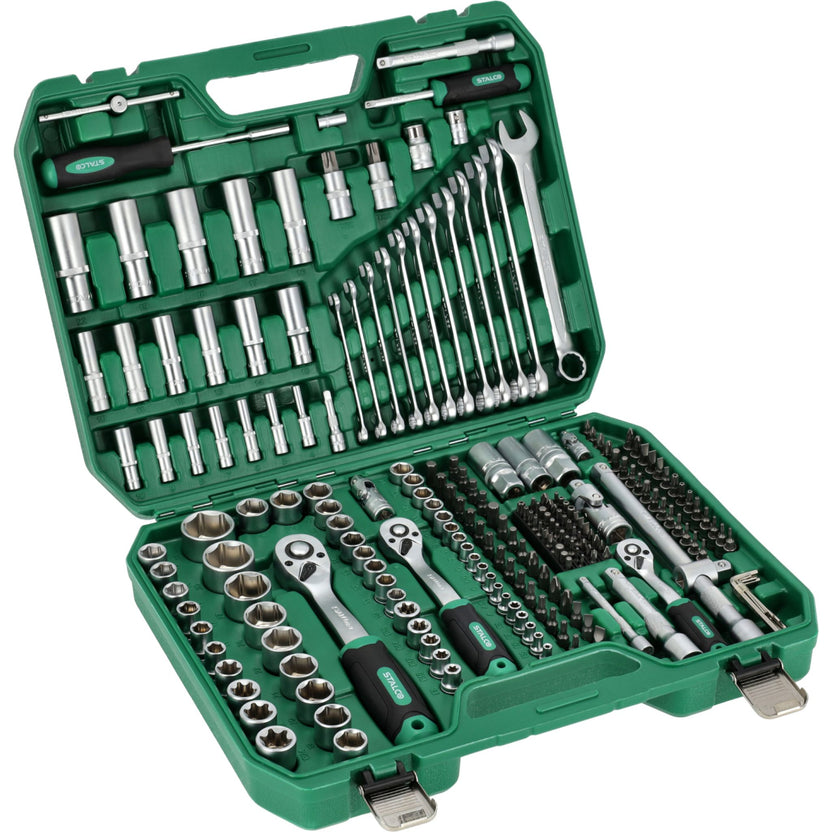 STALCO Zestaw kluczy nasadowych i płasko-oczkowych 1/2"+3/8"+1/4" (219 el.)