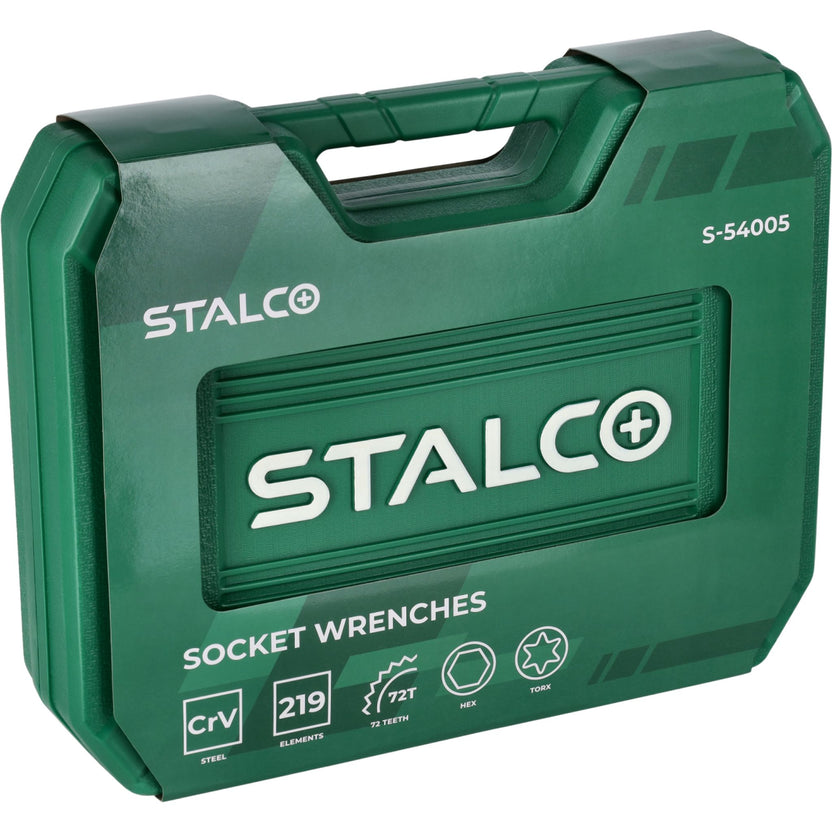 STALCO Zestaw kluczy nasadowych i płasko-oczkowych 1/2"+3/8"+1/4" (219 el.)
