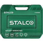 Zestaw kluczy nasadowych i płasko-oczkowych 1/2"+3/8"+1/4" (219 el.) | STALCO