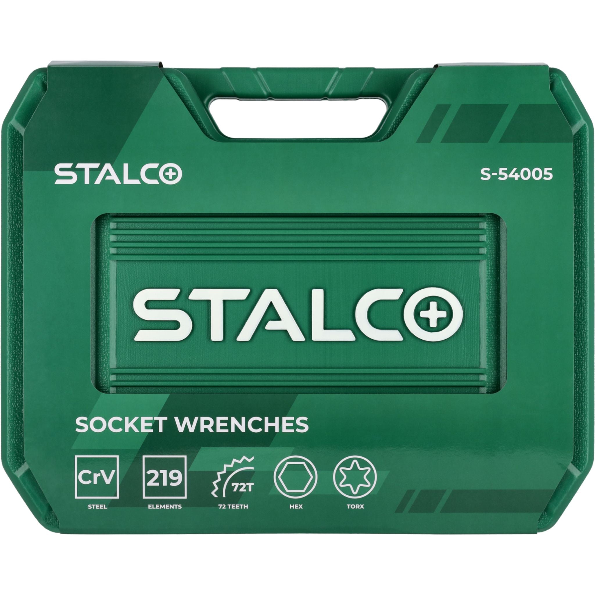 Zestaw kluczy nasadowych i płasko-oczkowych 1/2"+3/8"+1/4" (219 el.) | STALCO