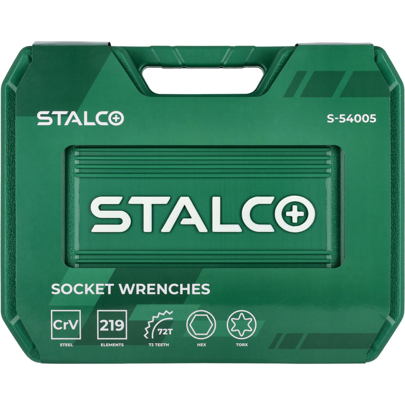 STALCO Zestaw kluczy nasadowych i płasko-oczkowych 1/2"+3/8"+1/4" (219 el.)