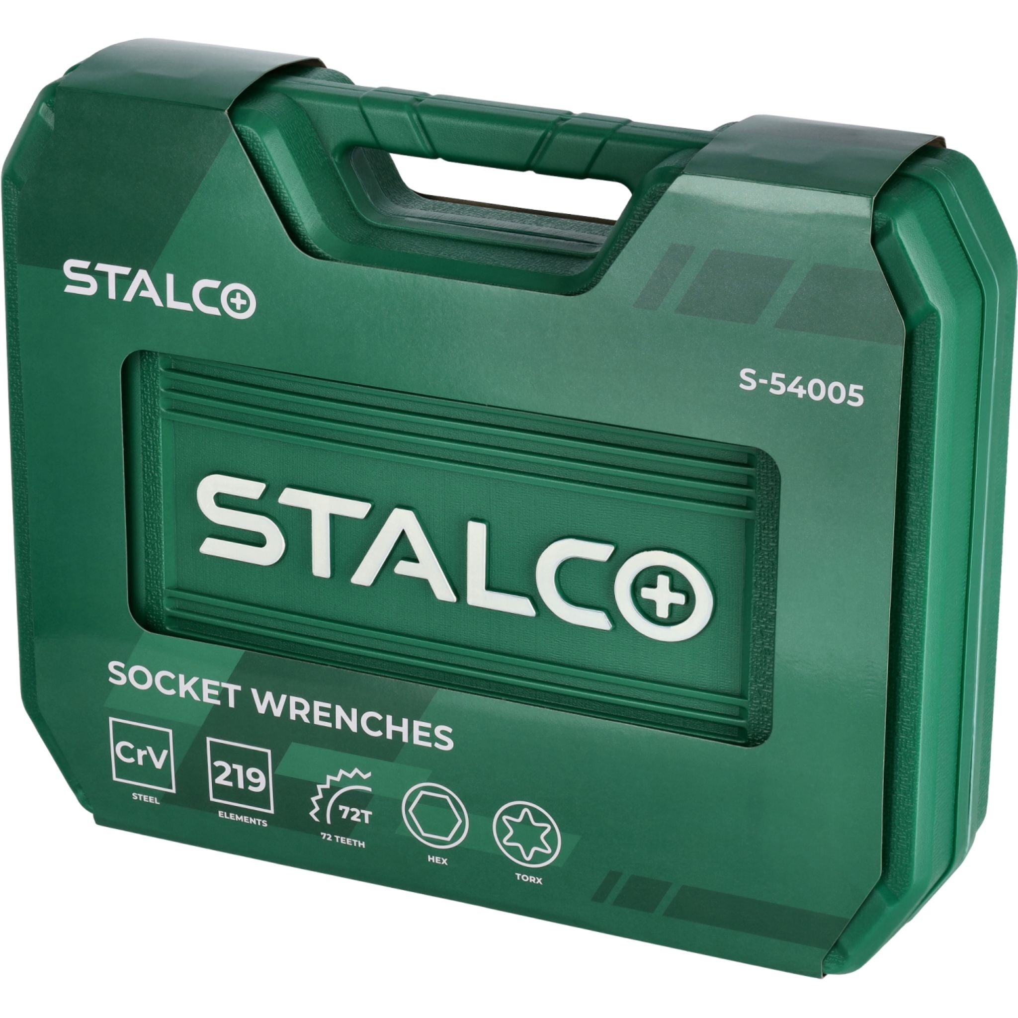 Zestaw kluczy nasadowych i płasko-oczkowych 1/2"+3/8"+1/4" (219 el.) | STALCO