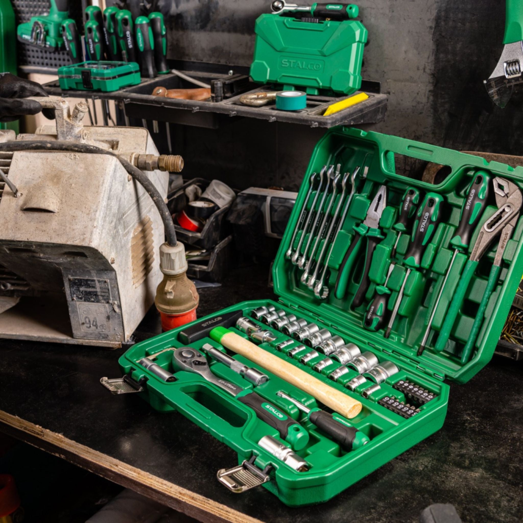 Zestaw multinarzędziowy 1/2"+1/4" (55 el.) | STALCO