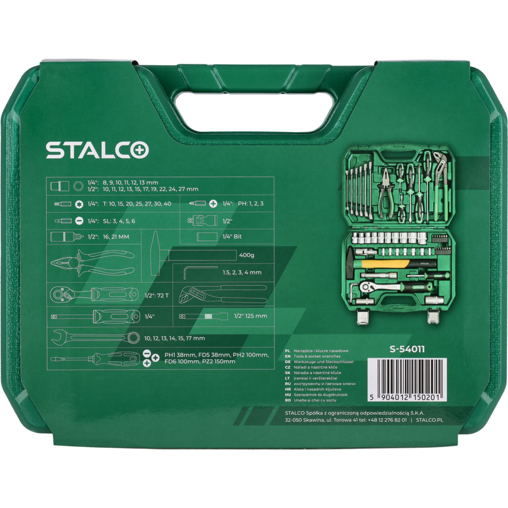 Zestaw multinarzędziowy 1/2"+1/4" (55 el.) | STALCO