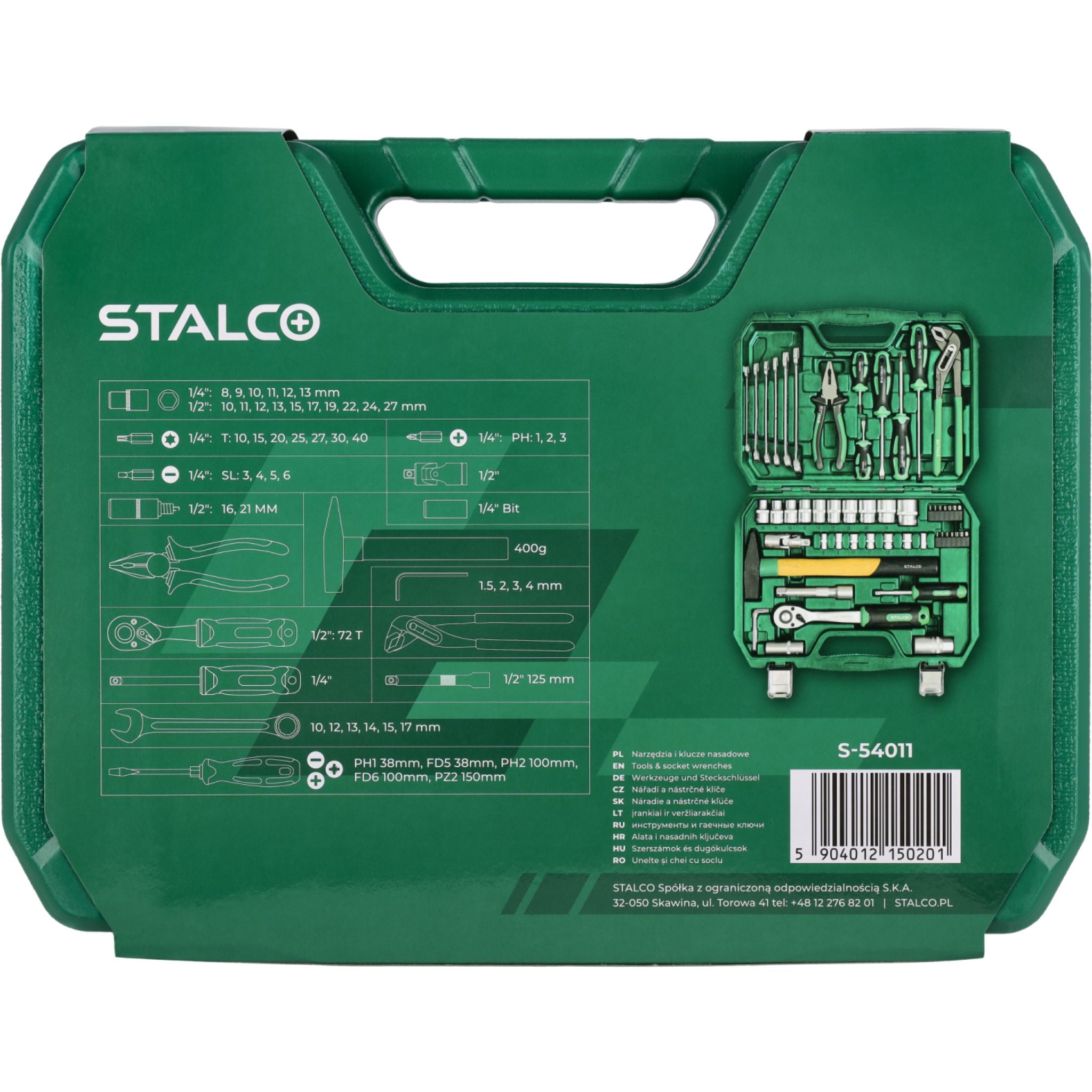 Zestaw multinarzędziowy 1/2"+1/4" (55 el.) | STALCO