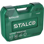 Zestaw kluczy nasadowych i kluczy płasko-oczkowych 1/2"+1/4" (82 el.) | STALCO