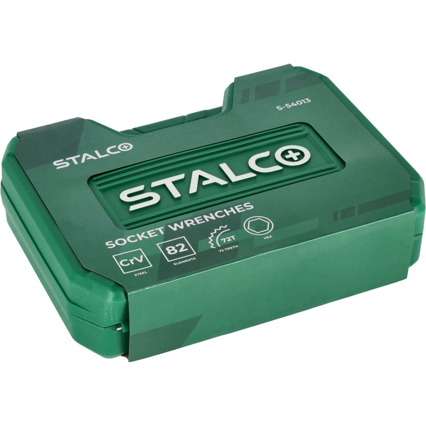 STALCO Zestaw kluczy nasadowych i kluczy płasko-oczkowych 1/2"+1/4" (82 el.)