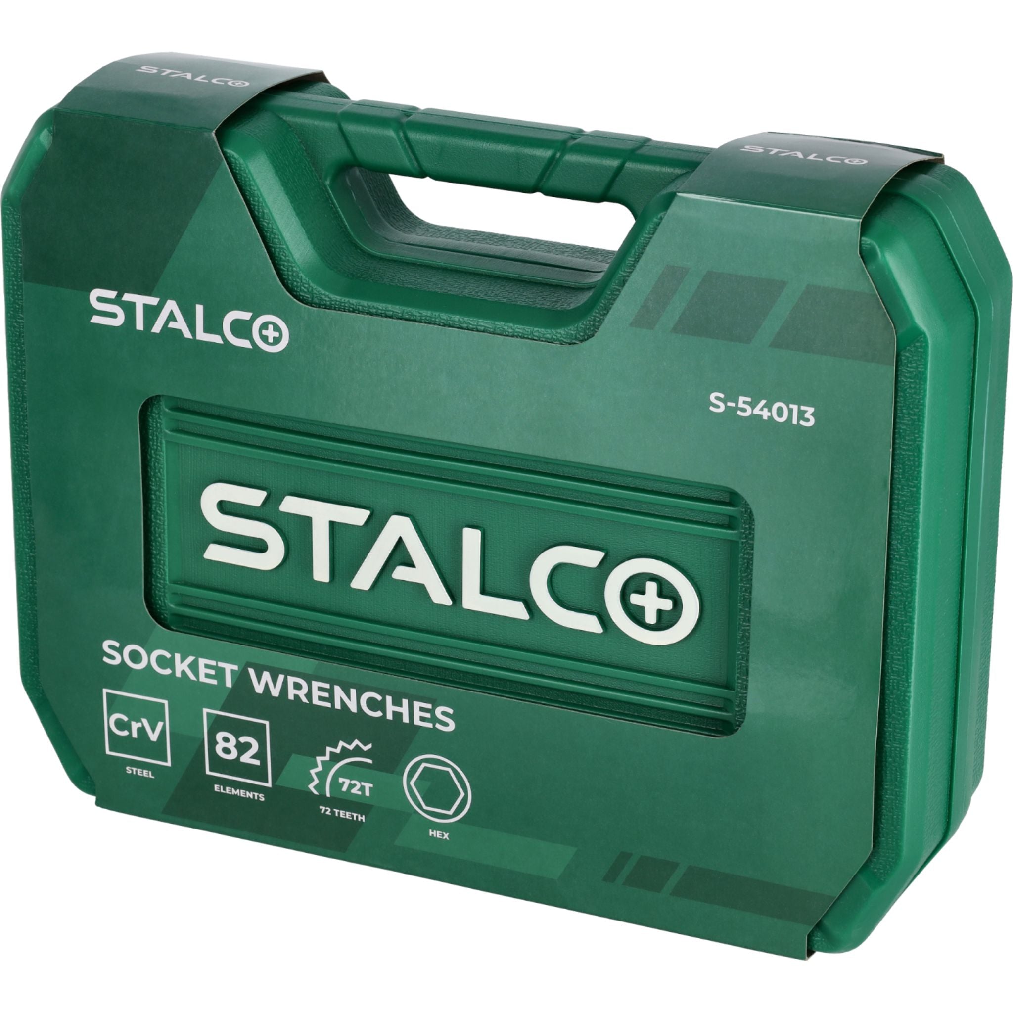 Zestaw kluczy nasadowych i kluczy płasko-oczkowych 1/2"+1/4" (82 el.) | STALCO