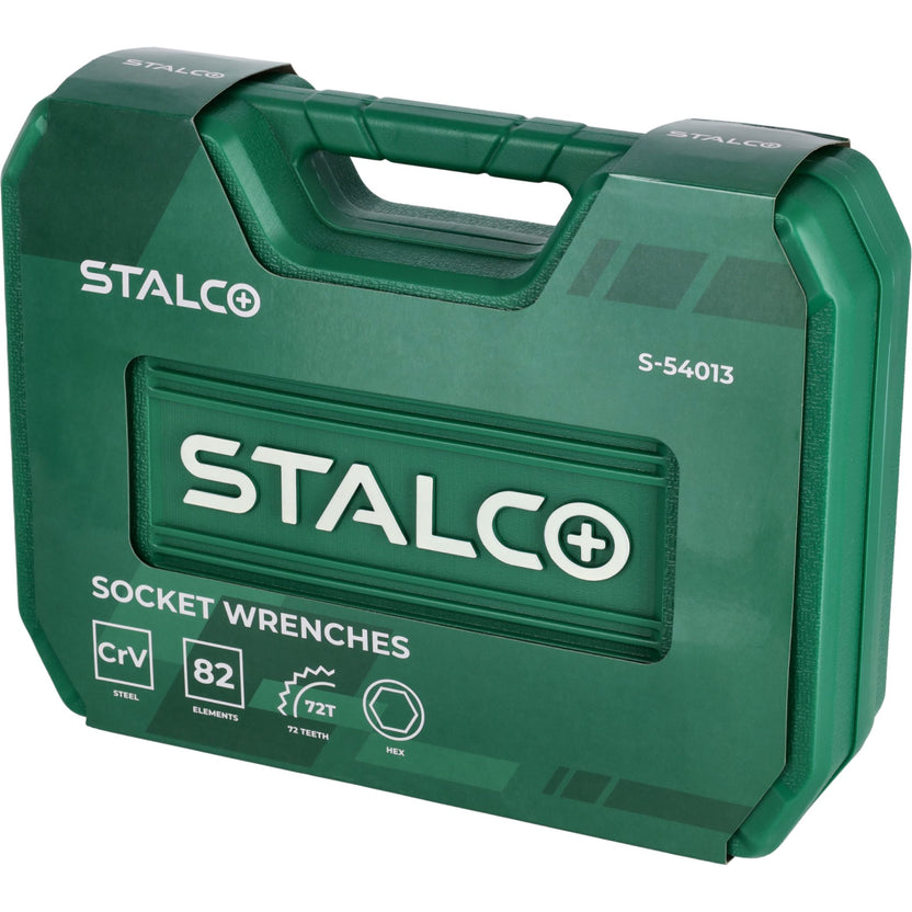 STALCO Zestaw kluczy nasadowych i kluczy płasko-oczkowych 1/2"+1/4" (82 el.)