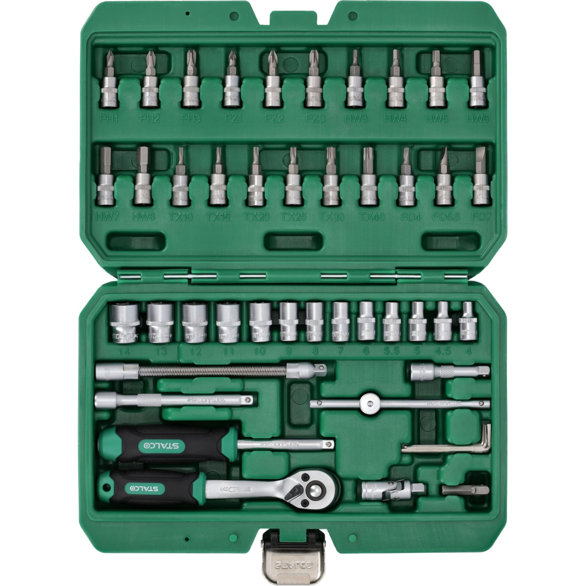 Zestaw kluczy nasadowych 1/4" (48 el.) | STALCO