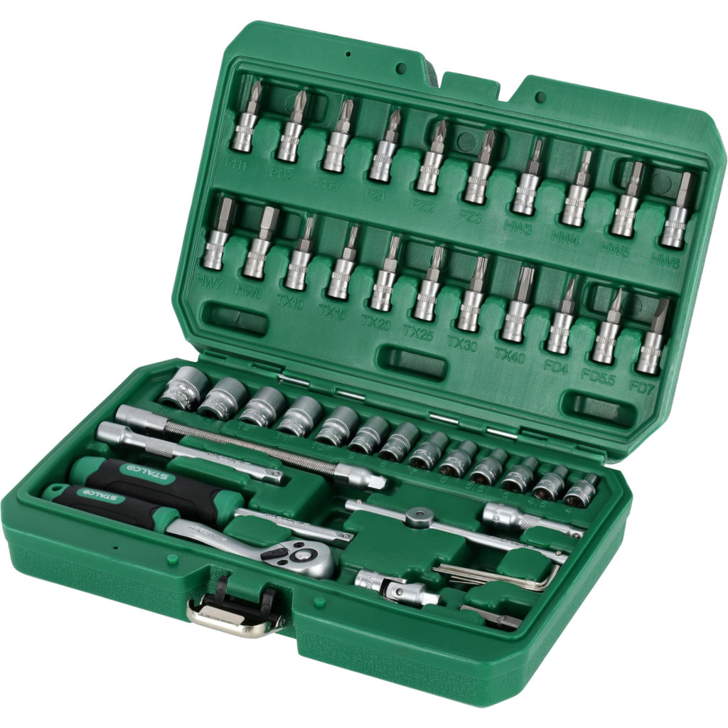 Zestaw kluczy nasadowych 1/4" (48 el.) | STALCO