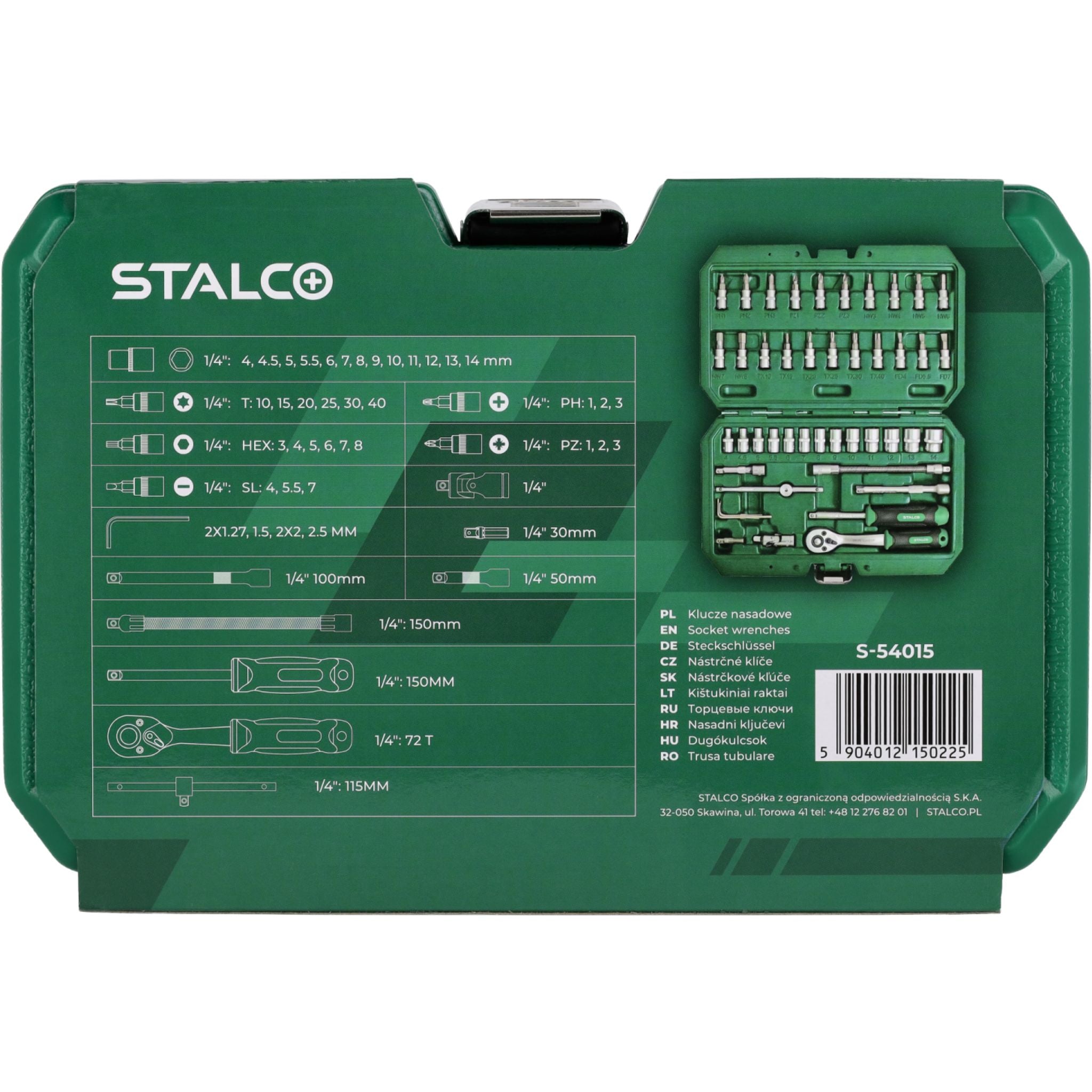 Zestaw kluczy nasadowych 1/4" (48 el.) | STALCO