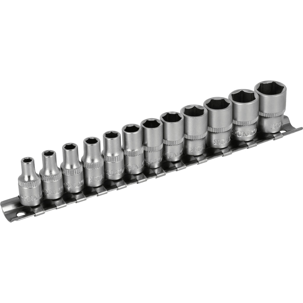 Zestaw nasadek 1/4" na listwie (12 el.) | STALCO
