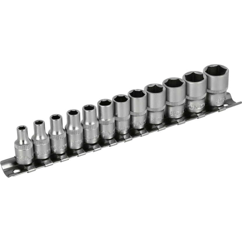 STALCO Zestaw nasadek 1/4" na listwie (12 el.)