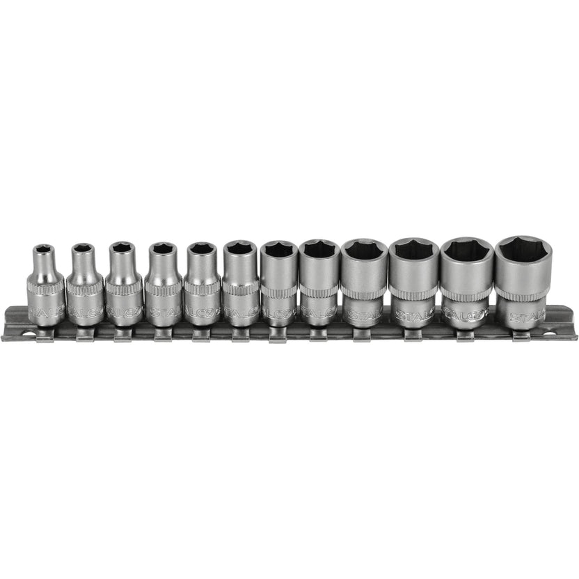 STALCO Zestaw nasadek 1/4" na listwie (12 el.)