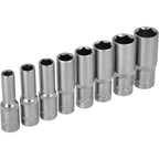 Zestaw nasadek głębokich 1/2" na listwie (8 el.) | STALCO