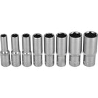Zestaw nasadek głębokich 1/2" na listwie (8 el.) | STALCO